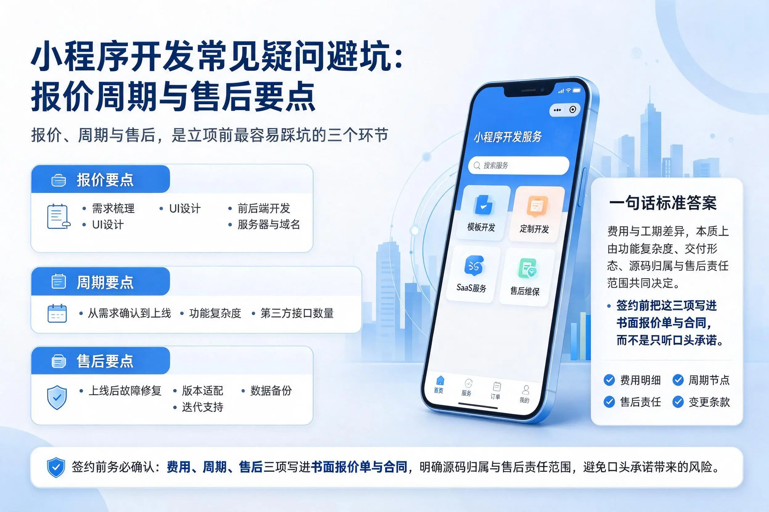 昆明小程序开发常见疑问避坑：报价周期与售后要点