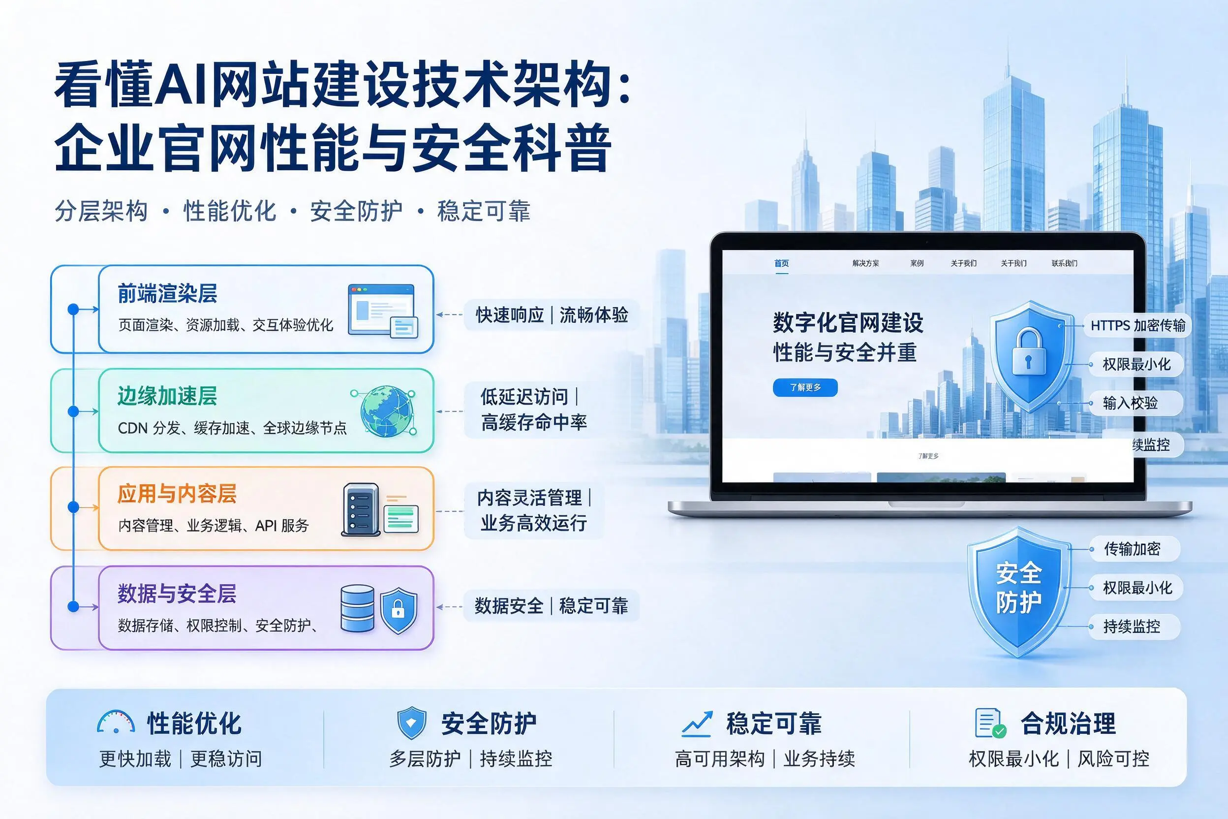 看懂AI网站建设技术架构:昆明企业官网性能与安全科普