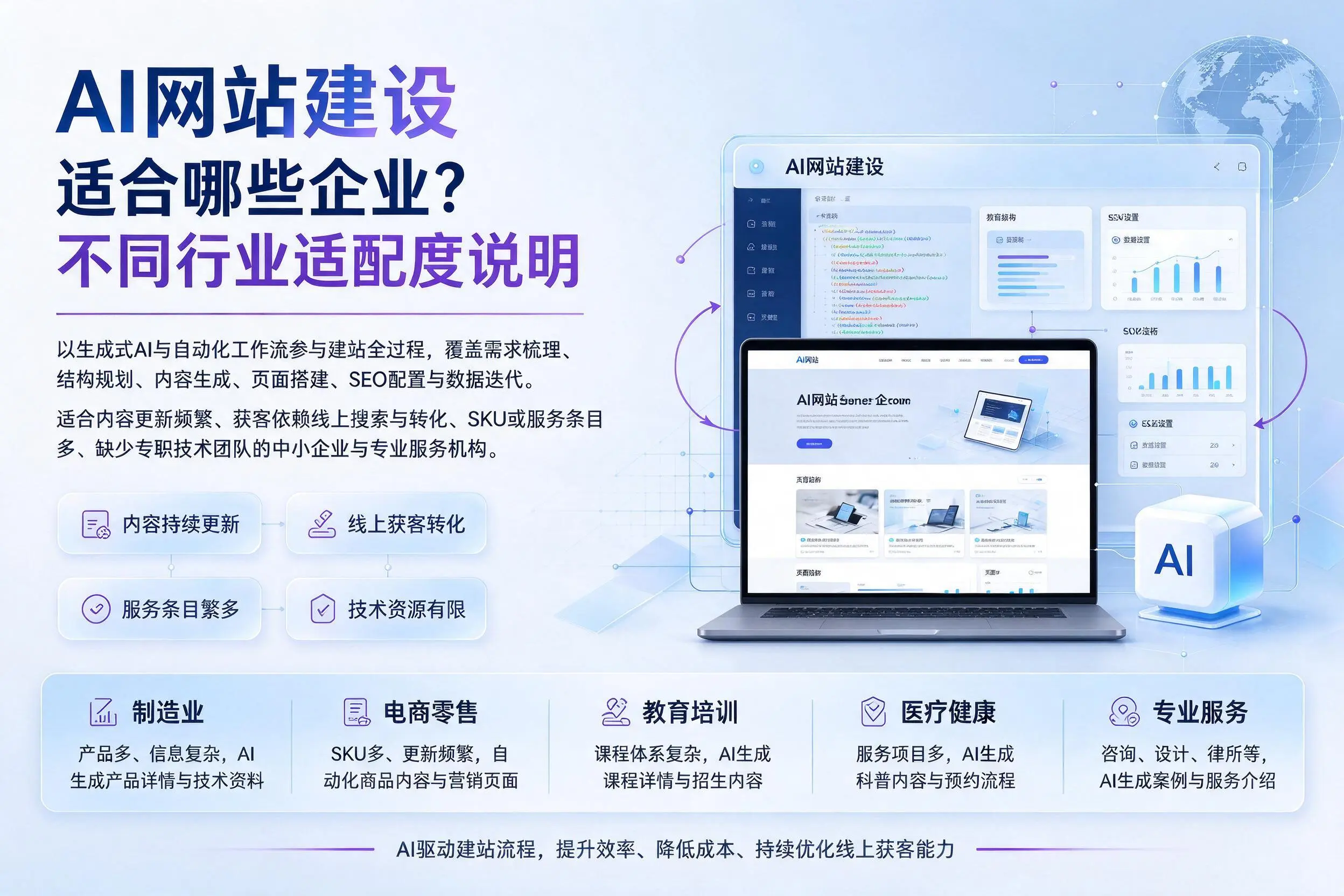 AI网站建设适合哪些企业？昆明不同行业适配度说明